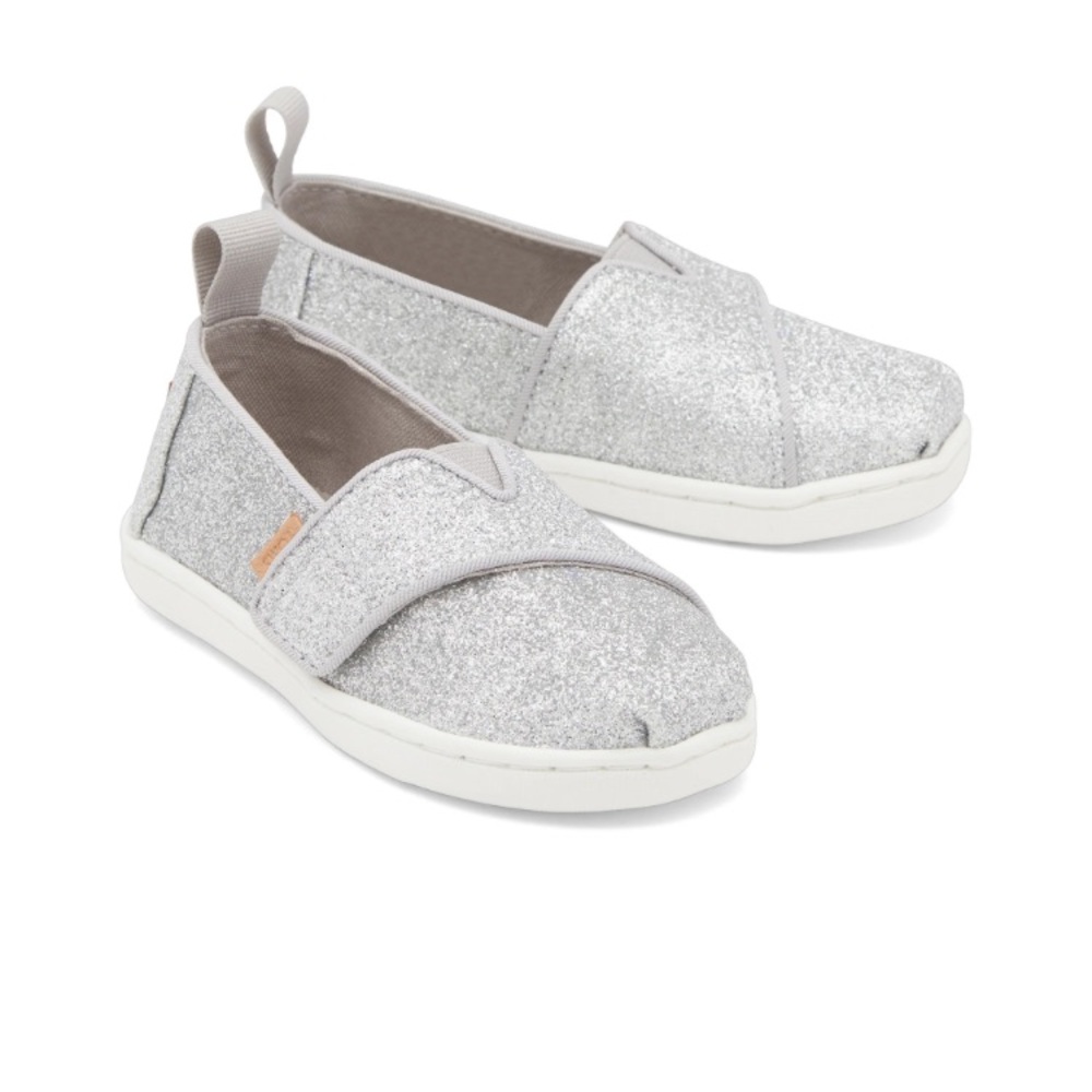 Toms Toddler Slip on silver shimmery glitter glittery shoes  Alpargata toddler 7